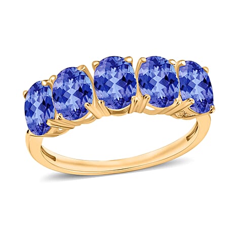 14K Yellow Gold   Tanzanite  5 Stone Ring 2.25 ct,  Gold Wt. 4 Gms  2.250  Ct.