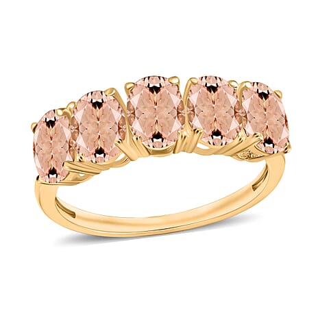 Morganite  5 Stone Ring in Vermeil YG Sterling Silver 2.30 ct,  Silver Wt. 5 Gms  2.020  Ct.
