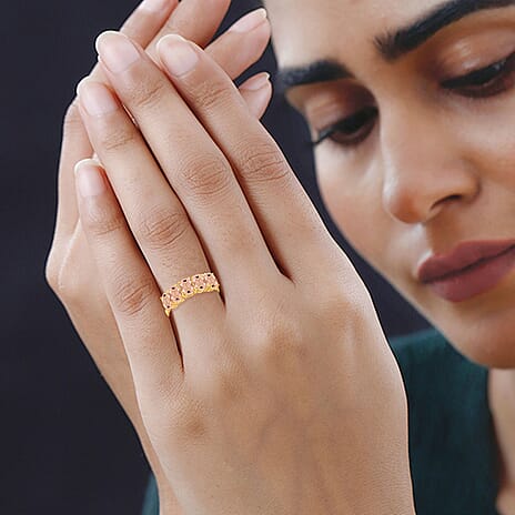 Morganite  5 Stone Ring in Vermeil YG Sterling Silver 2.30 ct,  Silver Wt. 5 Gms  2.020  Ct.