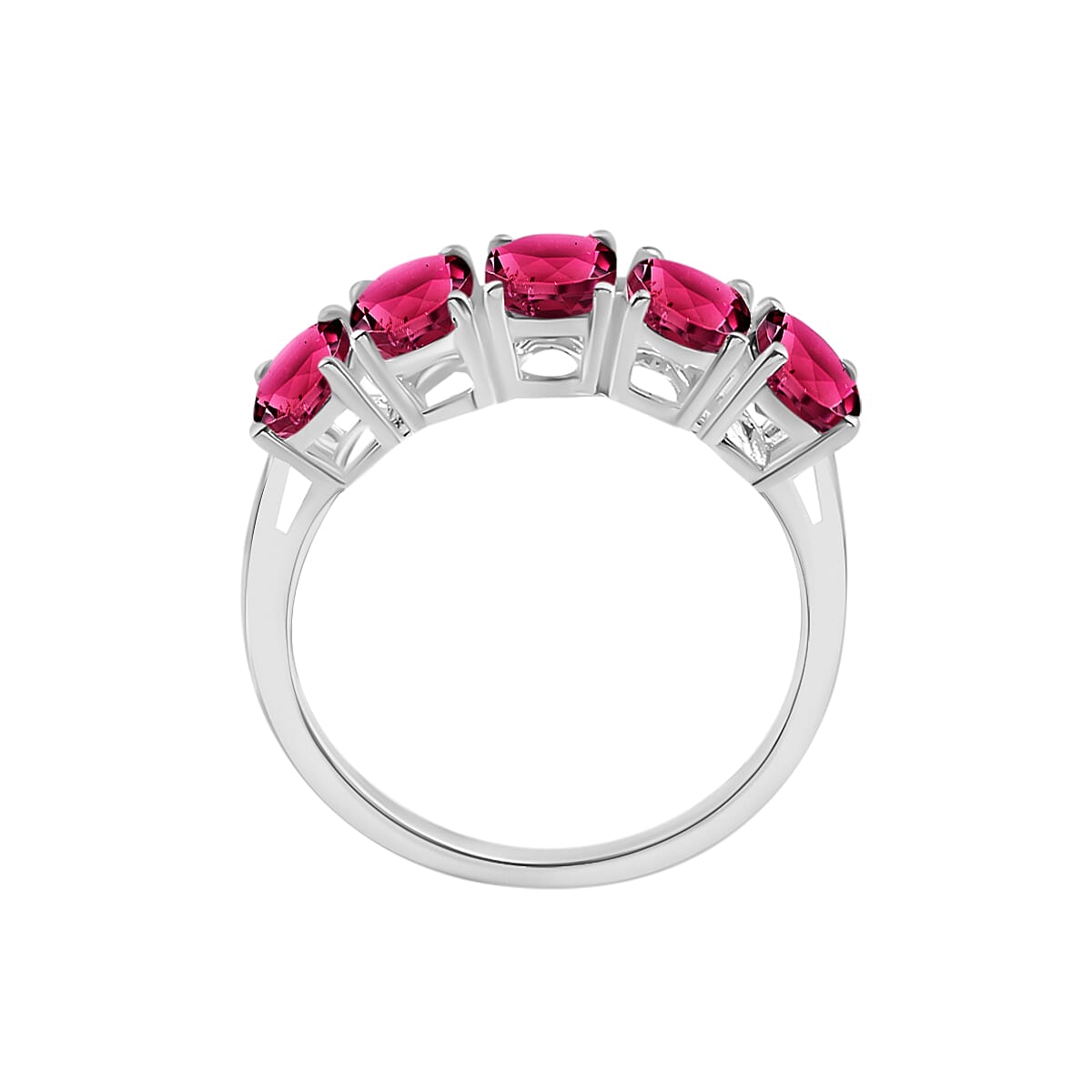 18K W Gold   Rubellite  5 Stone Ring 5.00 ct,  Gold Wt. 5.5 Gms  5.000  Ct.