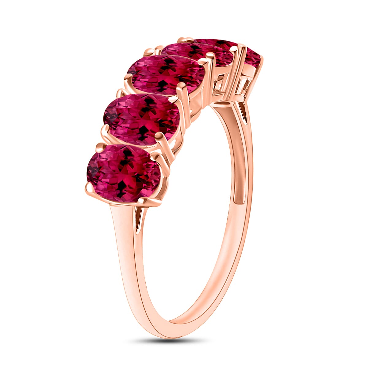 18K Rose Gold   Rubellite  5 Stone Ring 5.00 ct,  Gold Wt. 5.5 Gms  5.000  Ct.