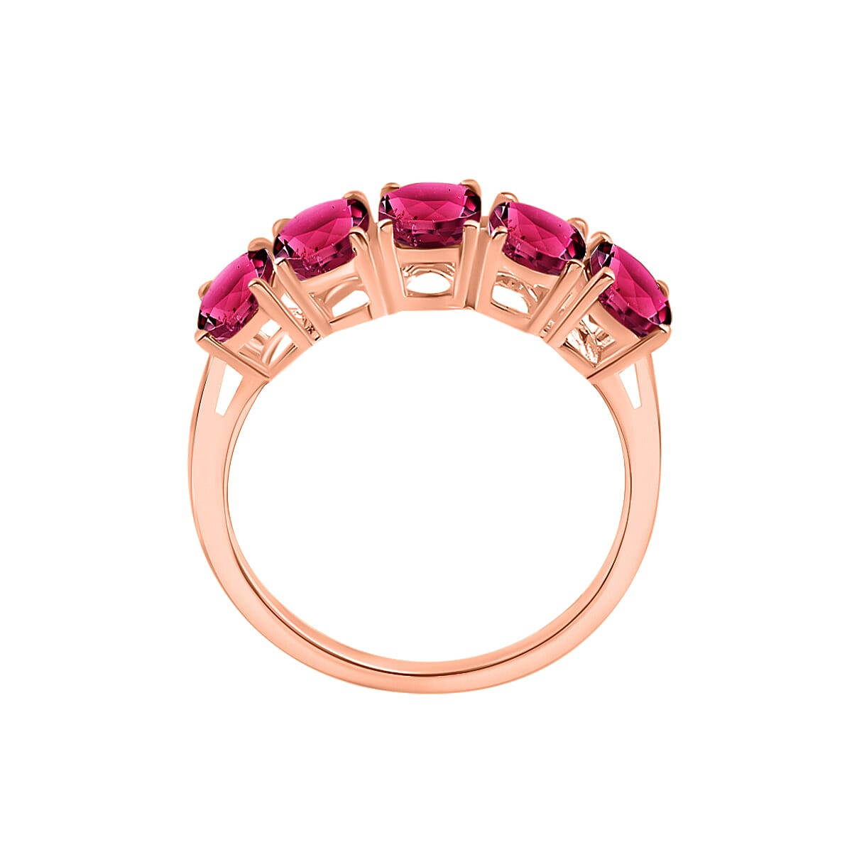 18K Rose Gold   Rubellite  5 Stone Ring 5.00 ct,  Gold Wt. 5.5 Gms  5.000  Ct.
