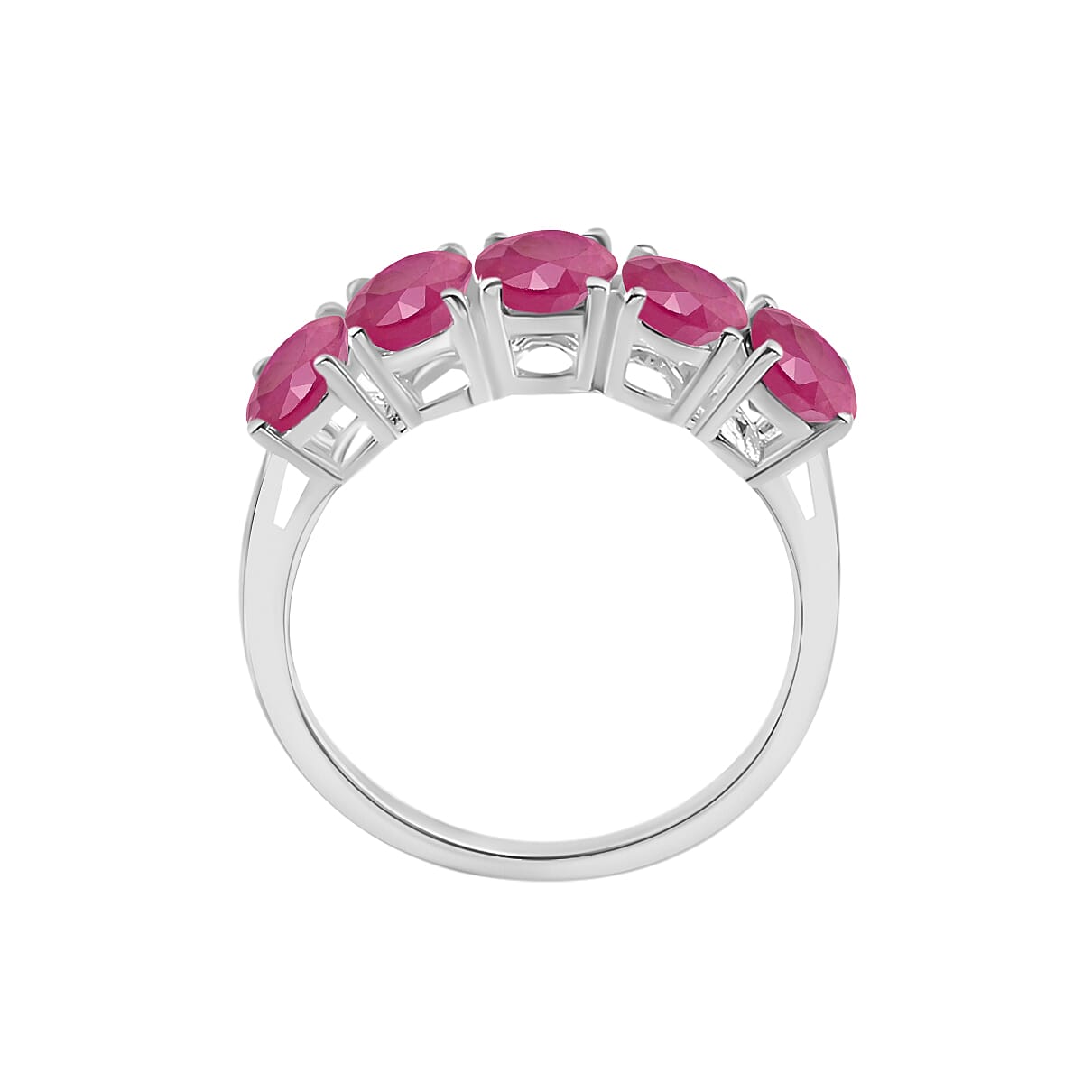 18K W Gold   Mozambique Ruby  5 Stone Ring 5.00 ct,  Gold Wt. 5.5 Gms  5.000  Ct.