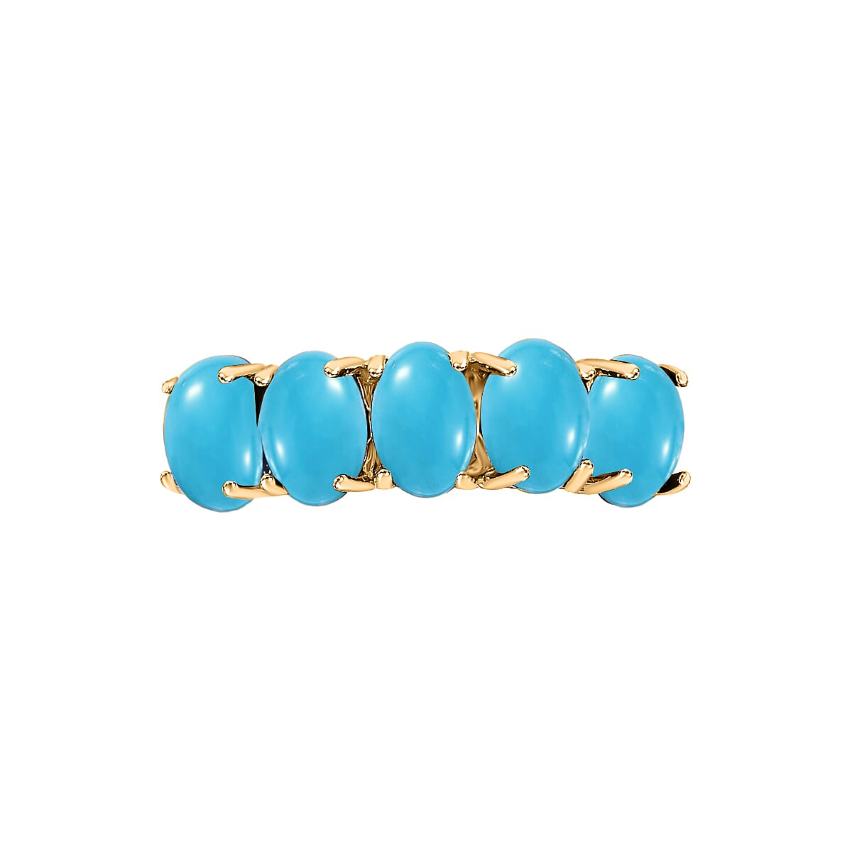 Sleeping Beauty Turquoise  5 Stone Ring in Vermeil YG Sterling Silver 2.75 ct  2.500  Ct.