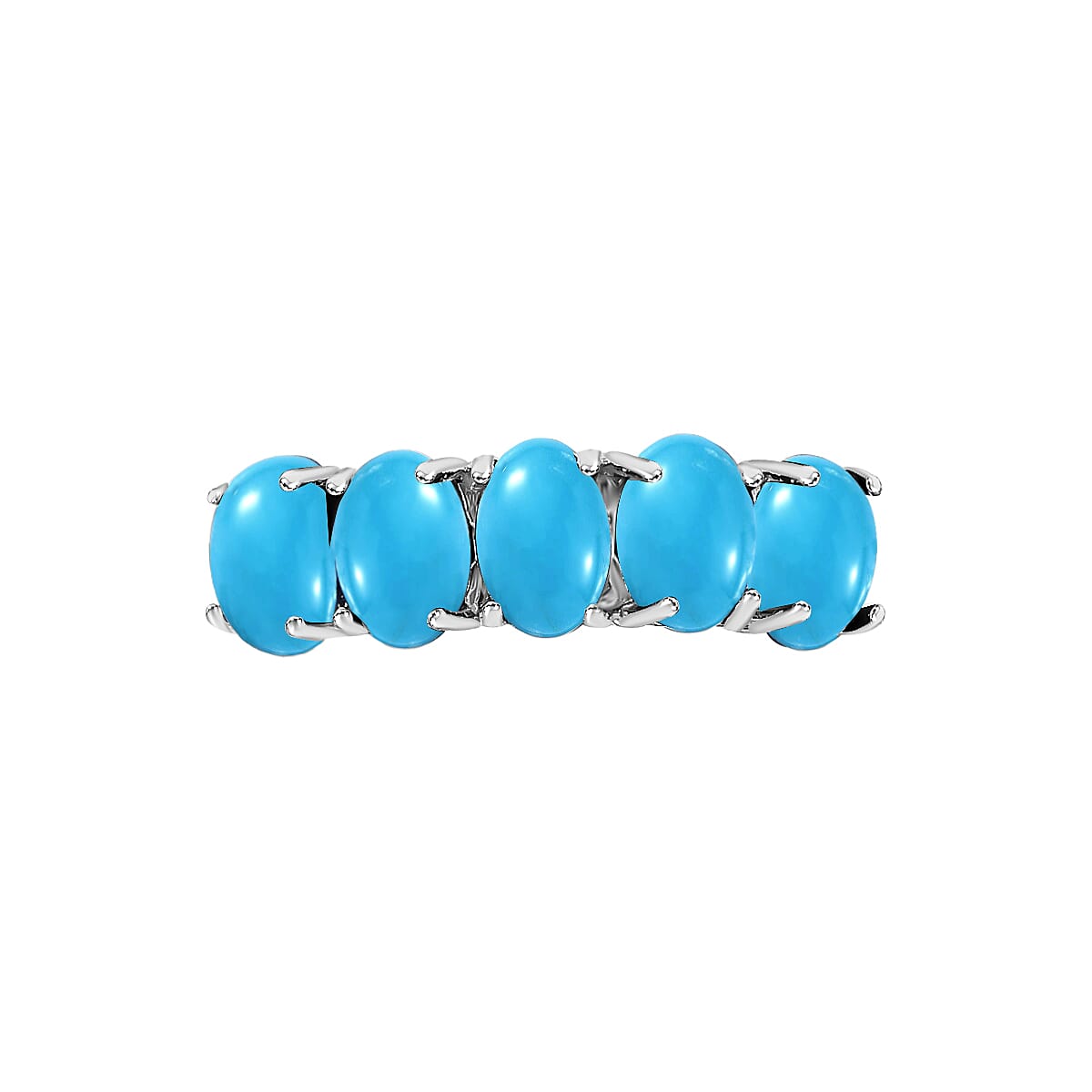 14K W Gold  AA   Sleeping Beauty Turquoise  5 Stone Ring 2.75 ct,  Gold Wt. 4 Gms  2.750  Ct.