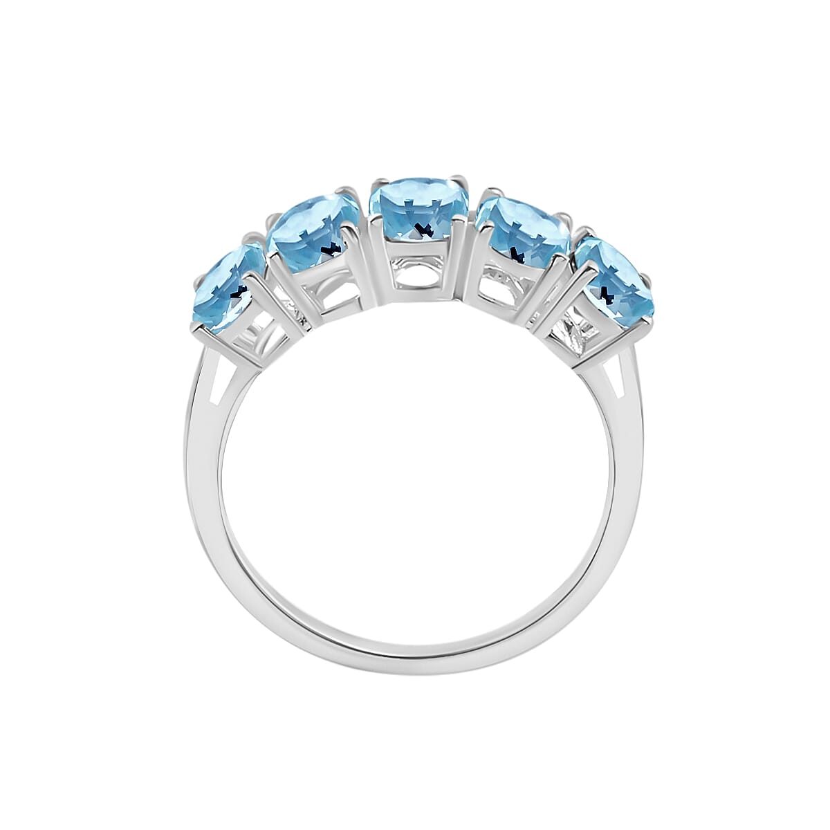 Aquamarine 5 Stone Ring in Sterling Silver.