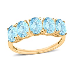 Aquamarine 5 Stone Ring in Sterling Silver.