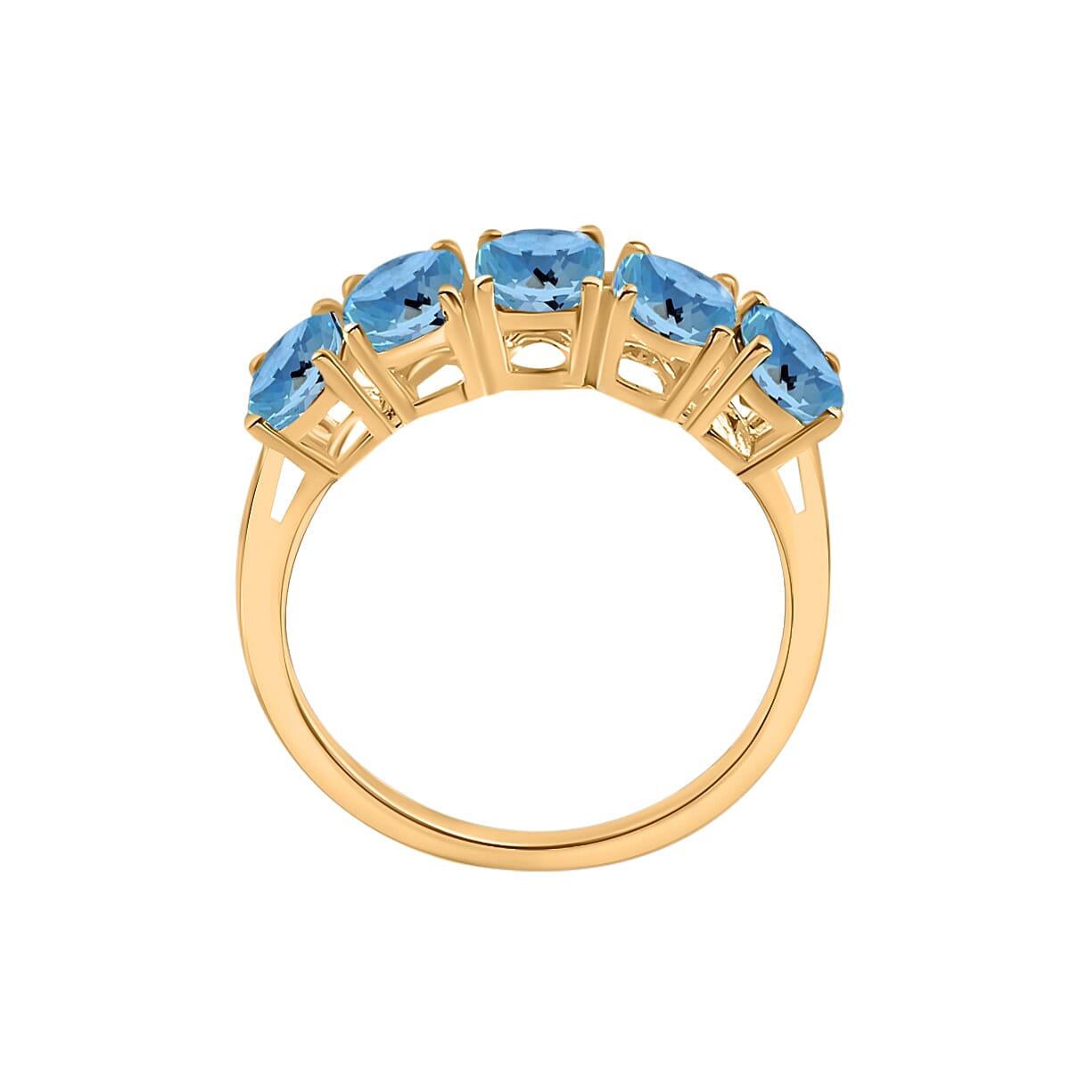 Santamaria Aquamarine  5 Stone Ring in 18K Gold.