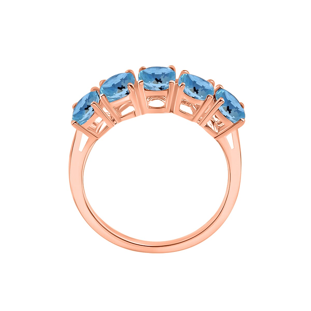 Santamaria Aquamarine  5 Stone Ring in 18K Gold.