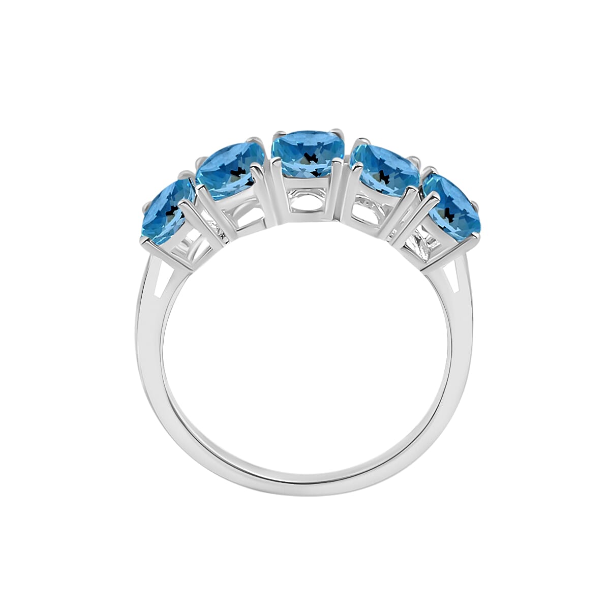 950 Platinum   Santamaria Aquamarine  5 Stone Ring 4.15 ct,  Platinum Wt. 5.5 Gms  4.150  Ct.