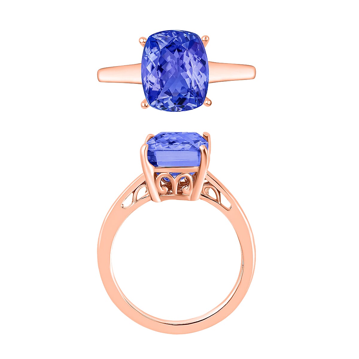 18K Gold AAA Tanzanite Solitaire Ring in Gold