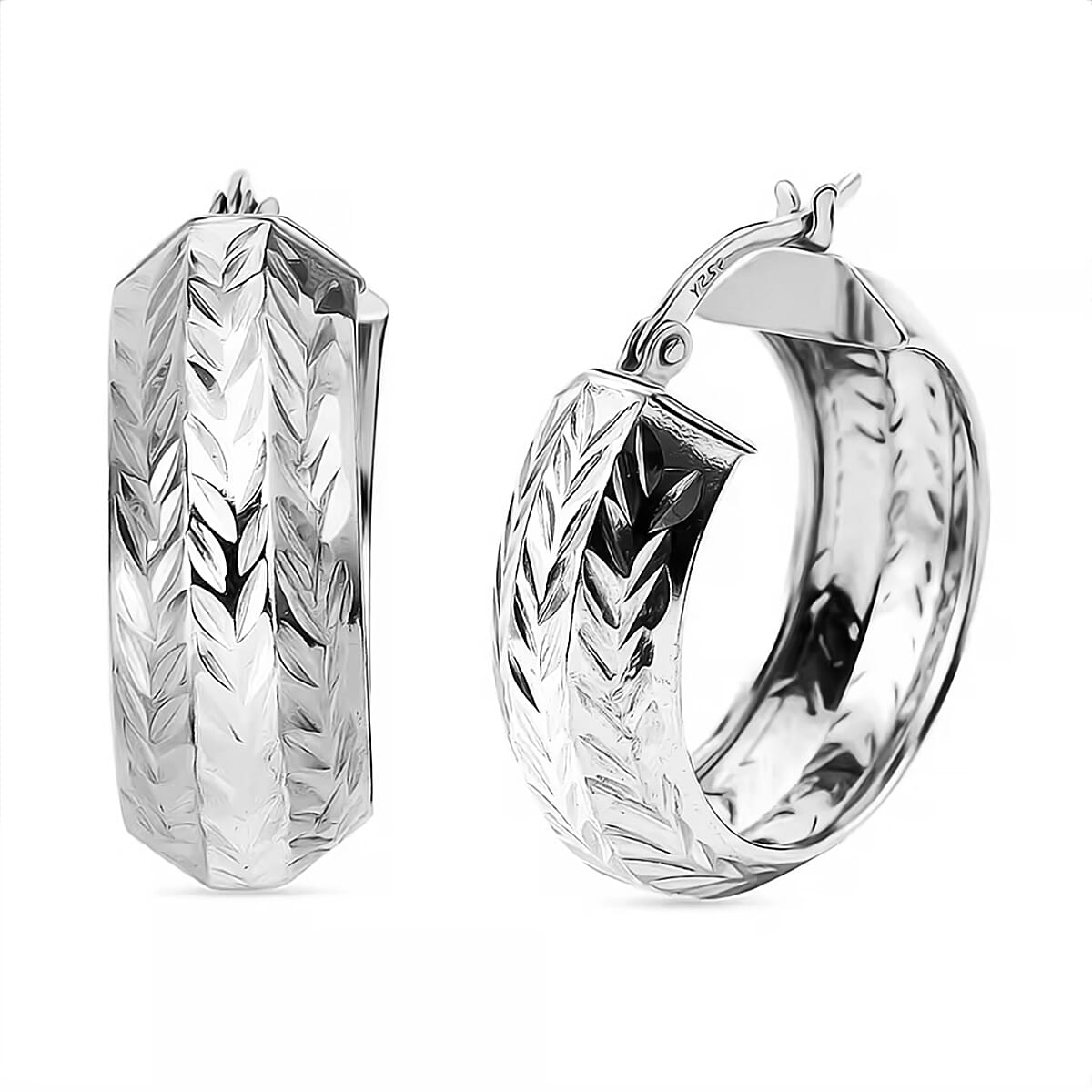 NY Close Out Rhodium Overlay Sterling Silver Earring With Clasp