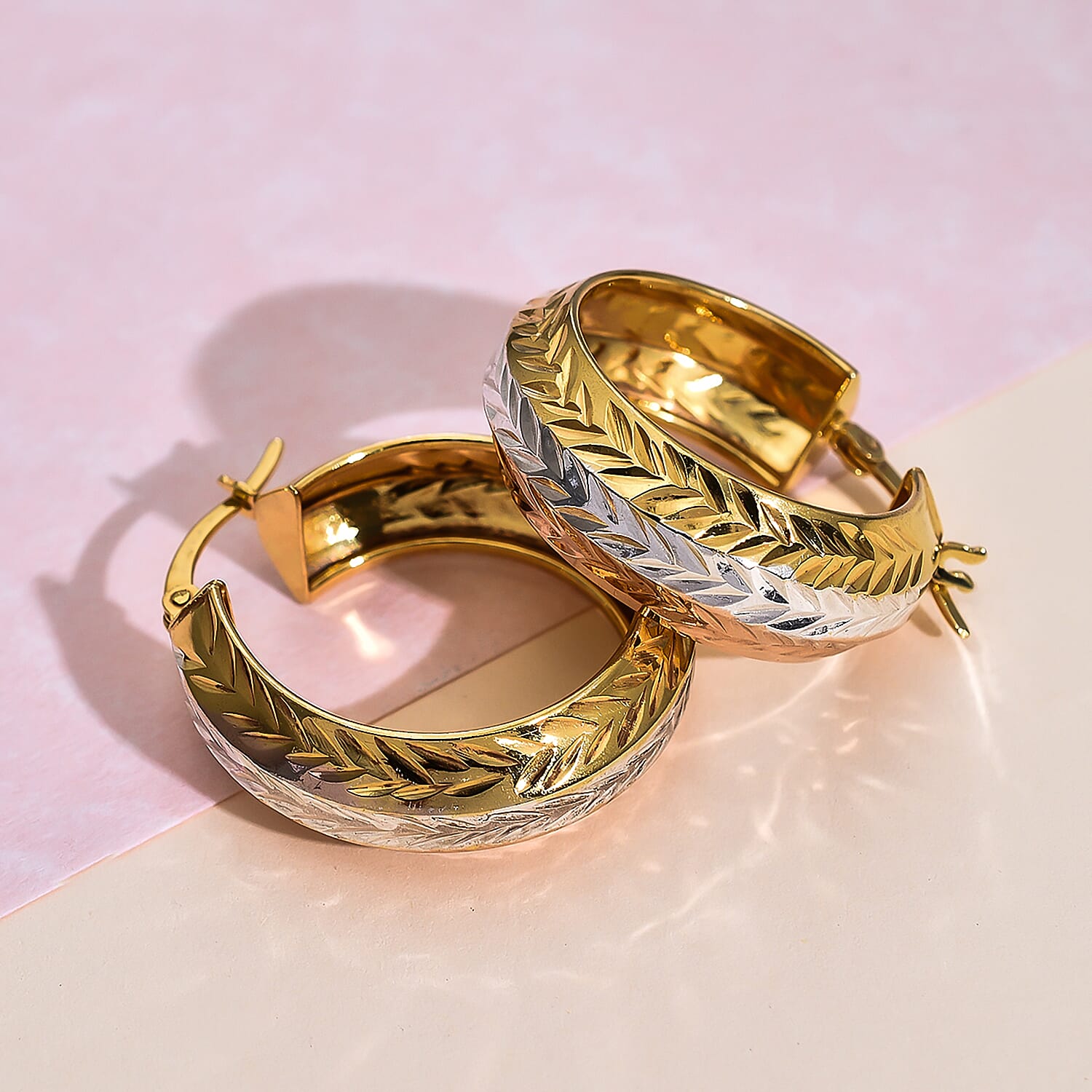 NY Close Out Tri Color Sterling Silver Earring With Clasp