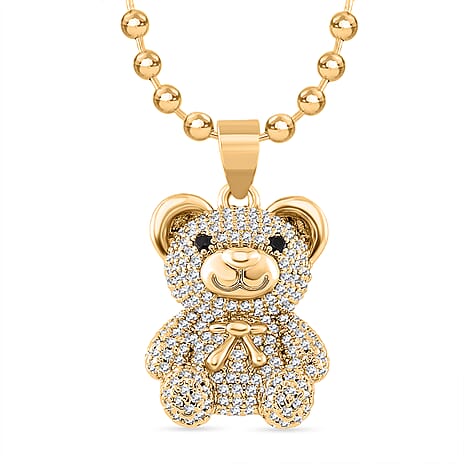 White & Black Cubic Zirconia Necklace with Pendant (Size - 18-2)