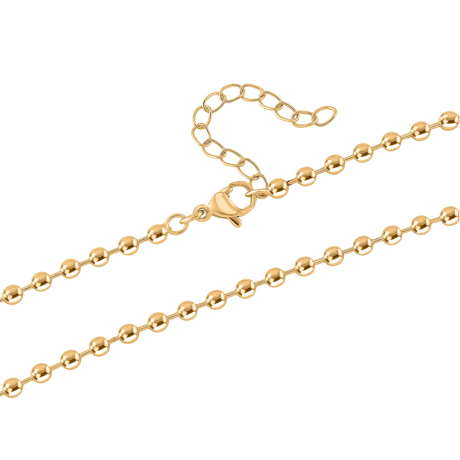 White Cubic Zirconia Necklace with Pendant (Size - 18-2) in Yellow Gold Tone