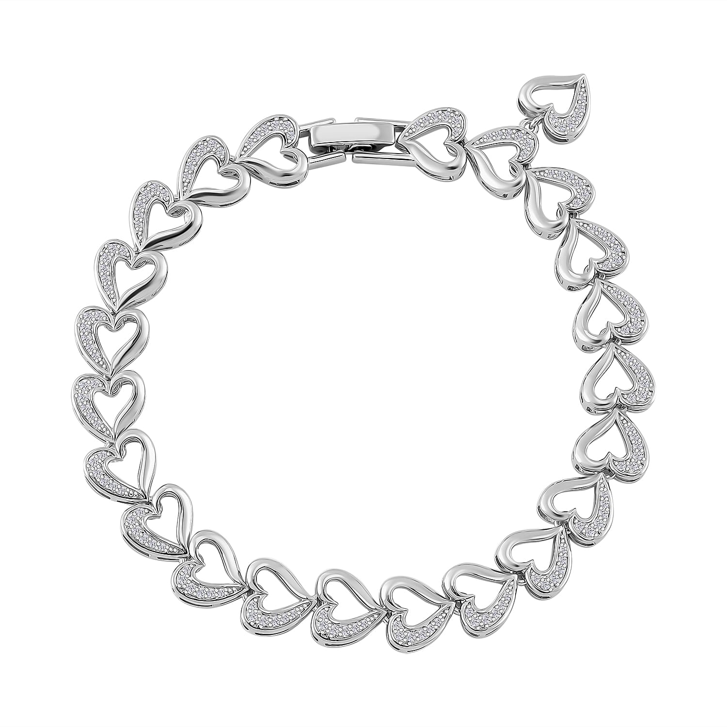 Designer Inspired-White Cubic Zirconia Bracelet (Size - 7.5)