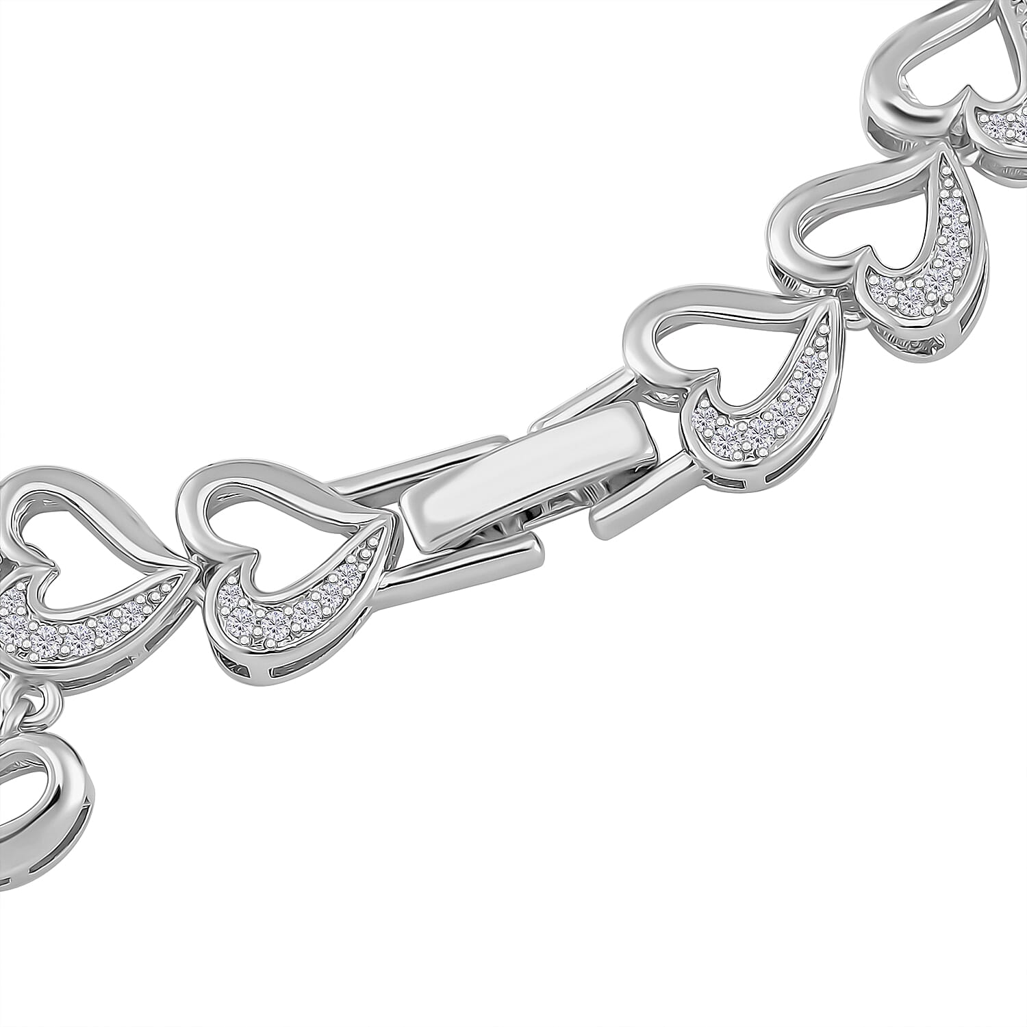 Designer Inspired-White Cubic Zirconia Bracelet (Size - 7.5)