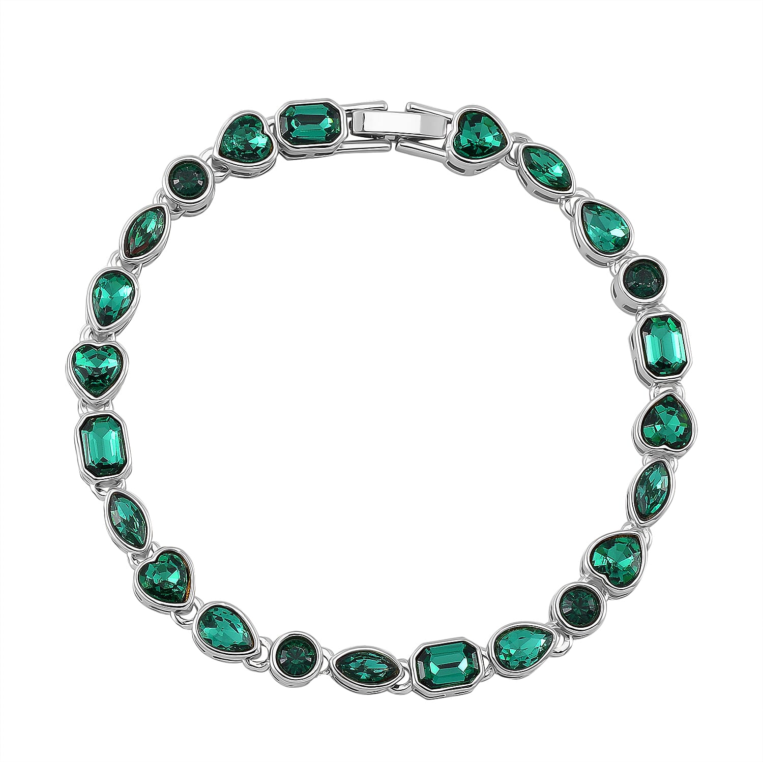 Austrian Green Crystal Bracelet (Size - 7.5) 