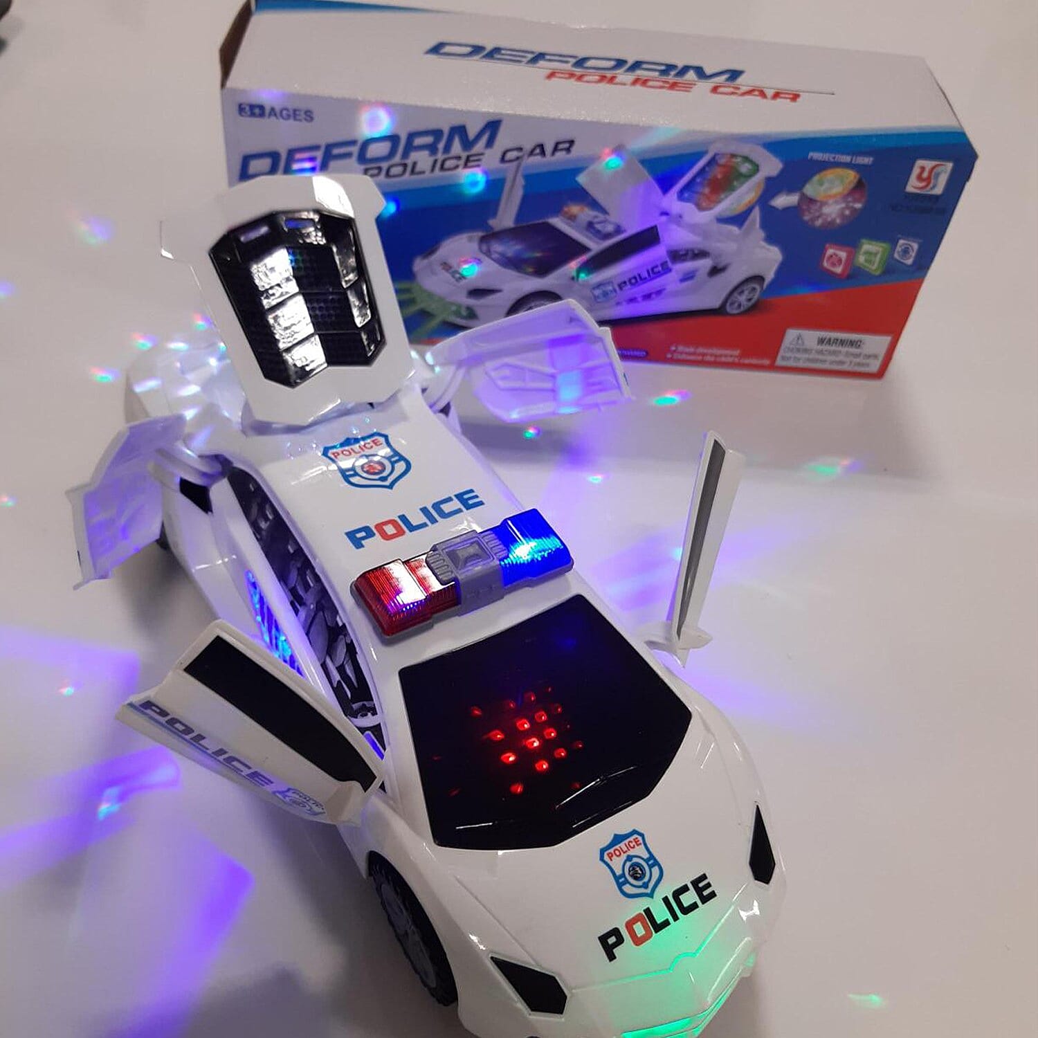 Police Car with LED Projection Light- White