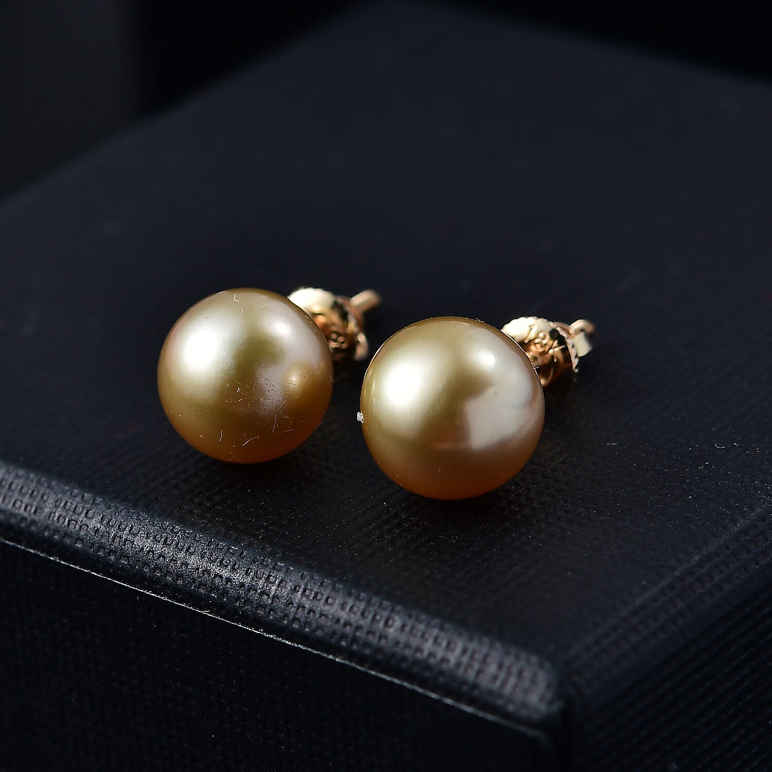 ILIANA- 18K Yellow Gold AAA Golden South Sea Pearl (8mm to 9mm) Earring With Screw Back