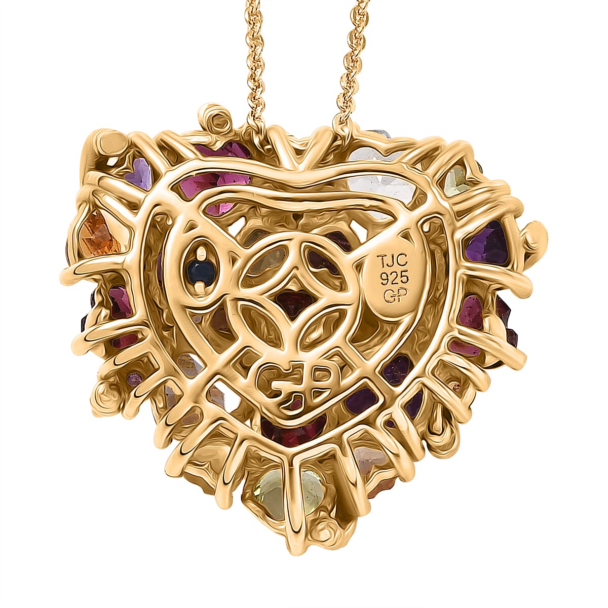 GP Amore Collection African Amethyst & Multi Gemstones Cluster Pendant with Chain (Size 20) in 18K Vermeil Yellow Gold Plated Sterling Silver 6.37 Ct, Silver Wt. 8.40 Gms. GP Amore Collection African Amethyst & Multi Gemstones Cluster Pendant with Chain (Size 20) in 18K Vermeil Yellow Gold Plated Sterling Silver 6.37 Ct, Silver Wt. 8.40 Gms.