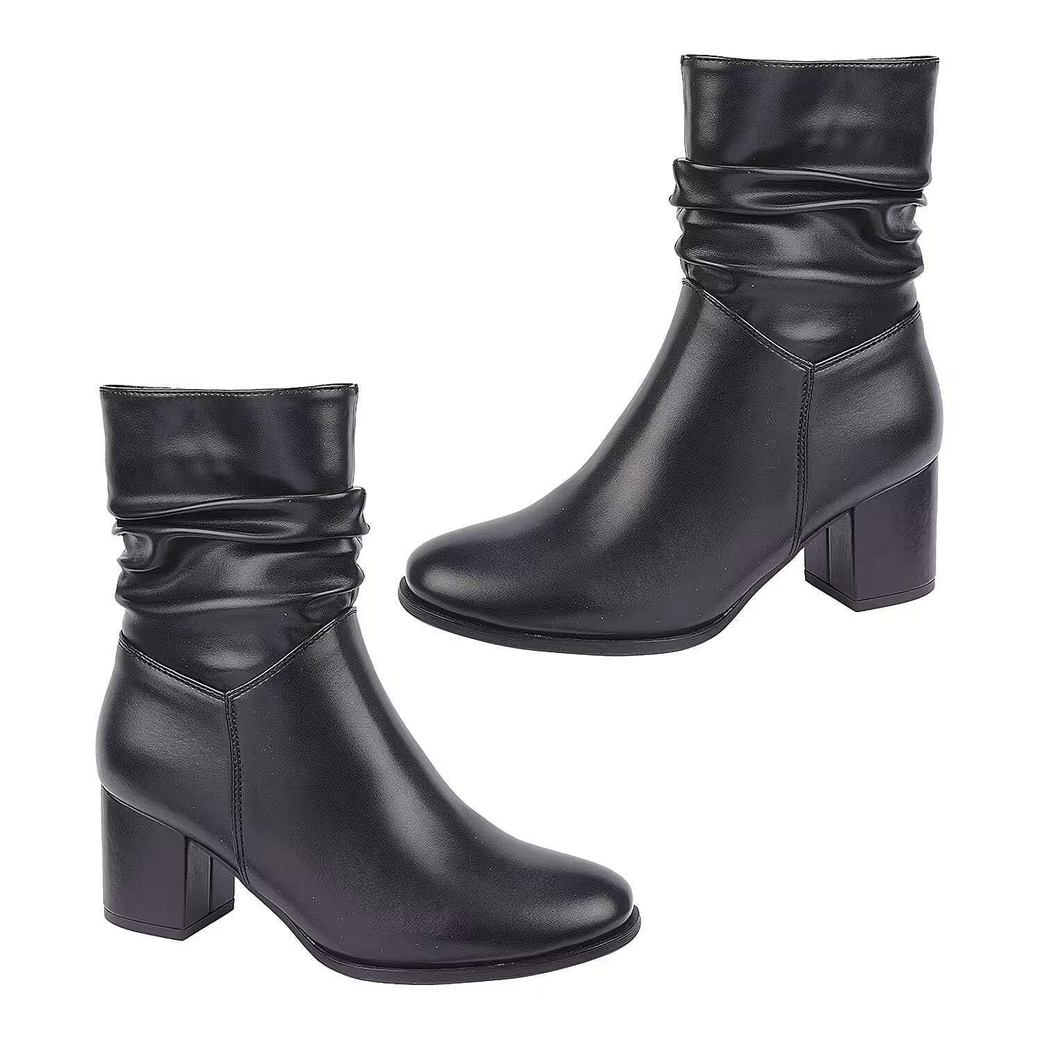 Shoes by Emma Zipped Pull-On Ladies Boots  (Size 4) - Black Pu