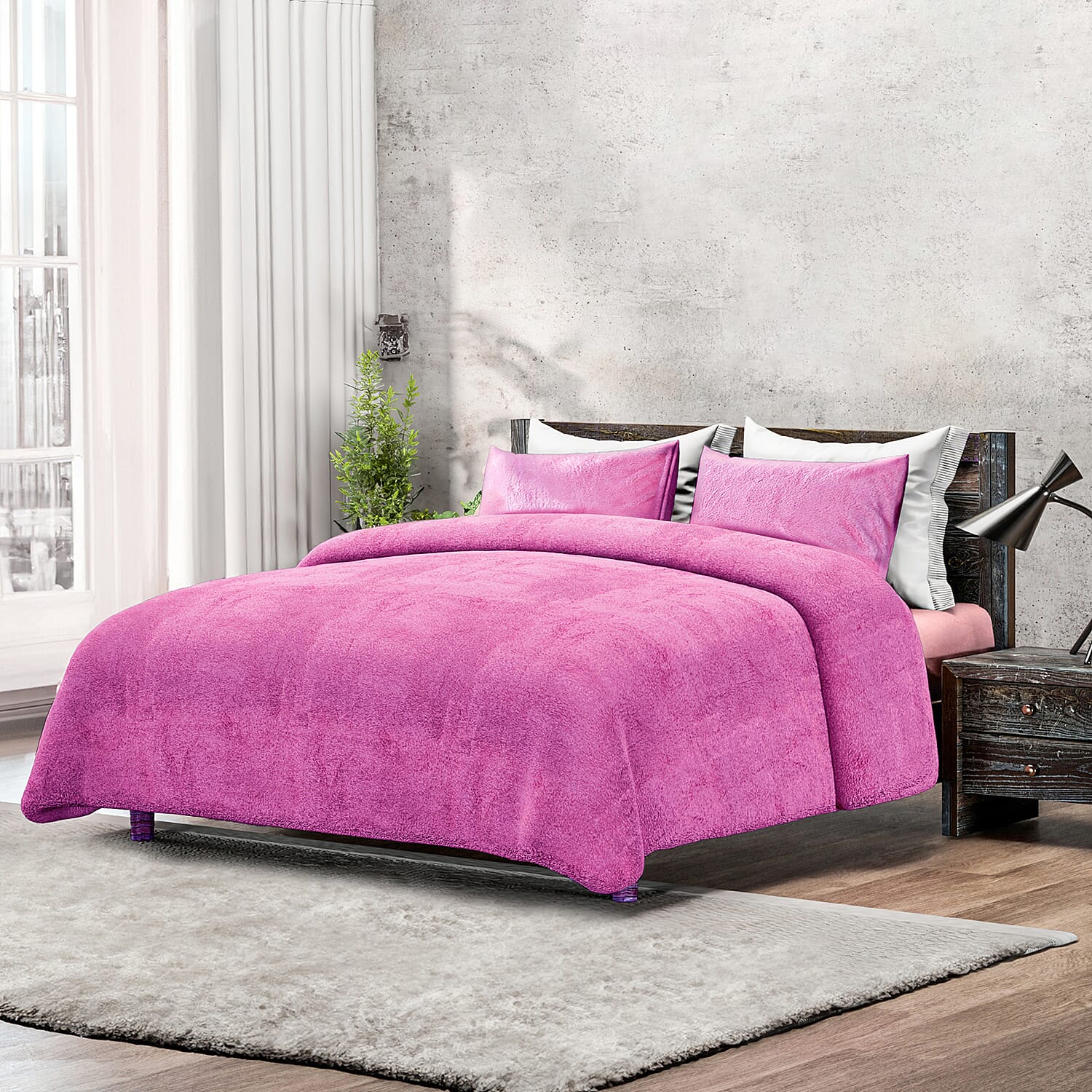 Sleep&Snuggle Fleece Duvet Cover with 2 Pillow Cases