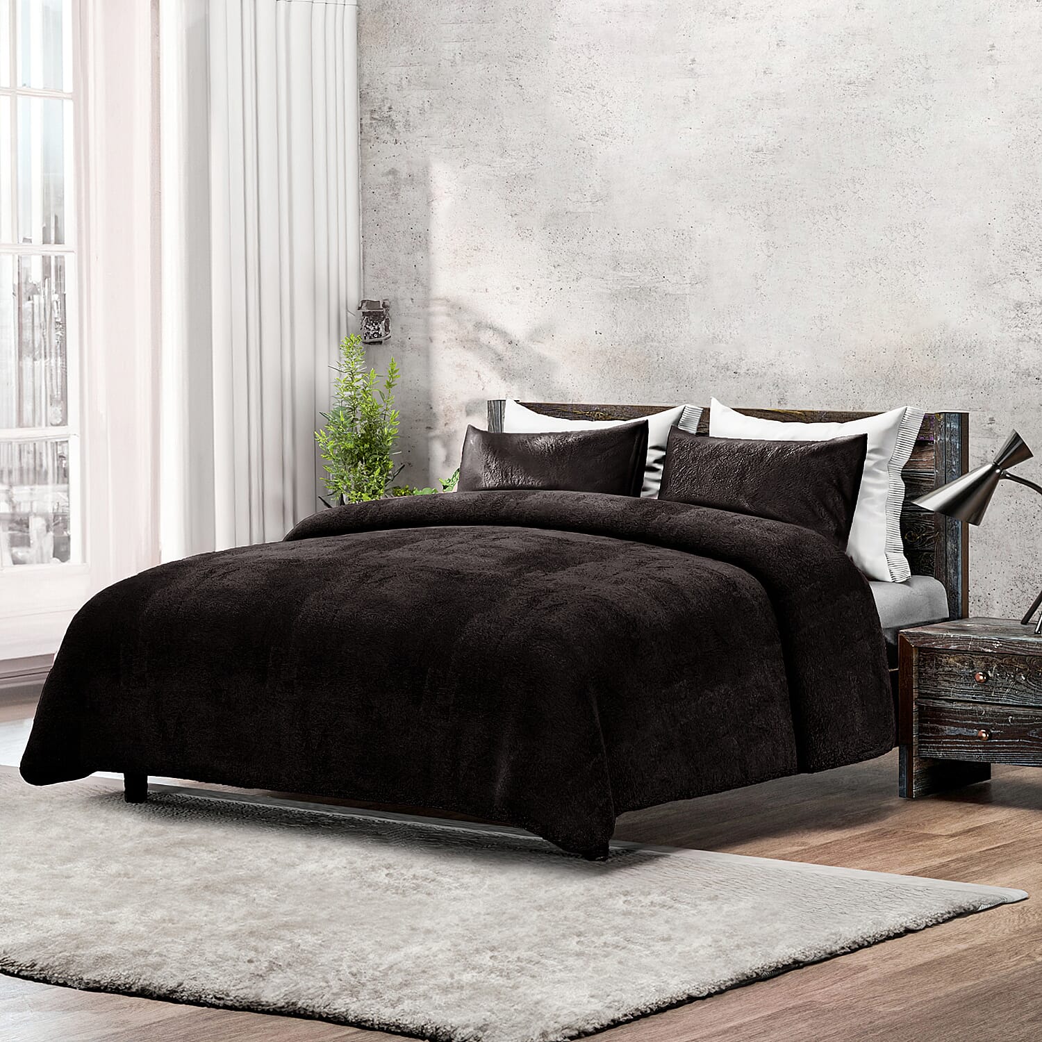 Sleep&Snuggle Fleece Duvet Cover with 2 Pillow Cases