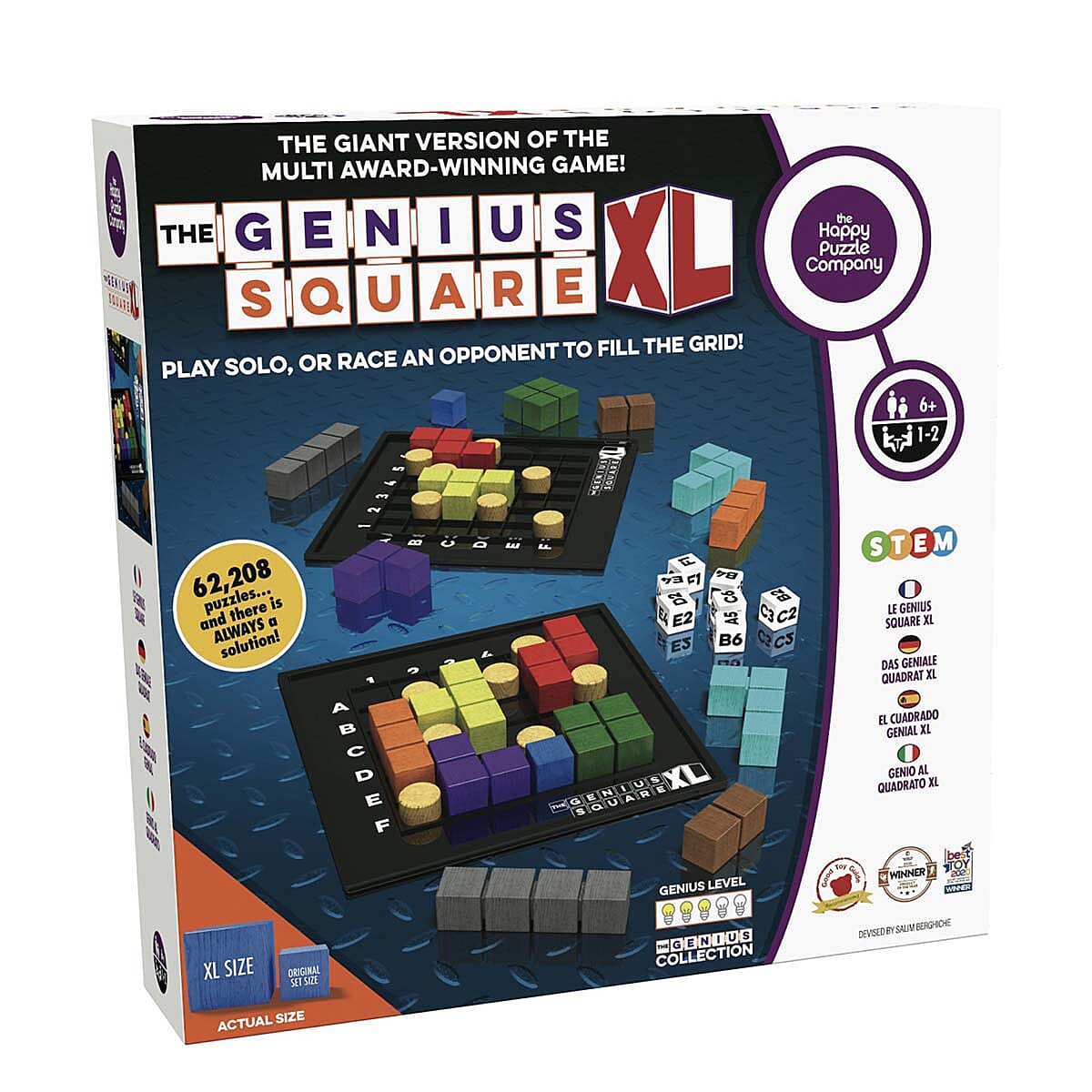Genius Square Puzzle Game with Board - Multi & Black
