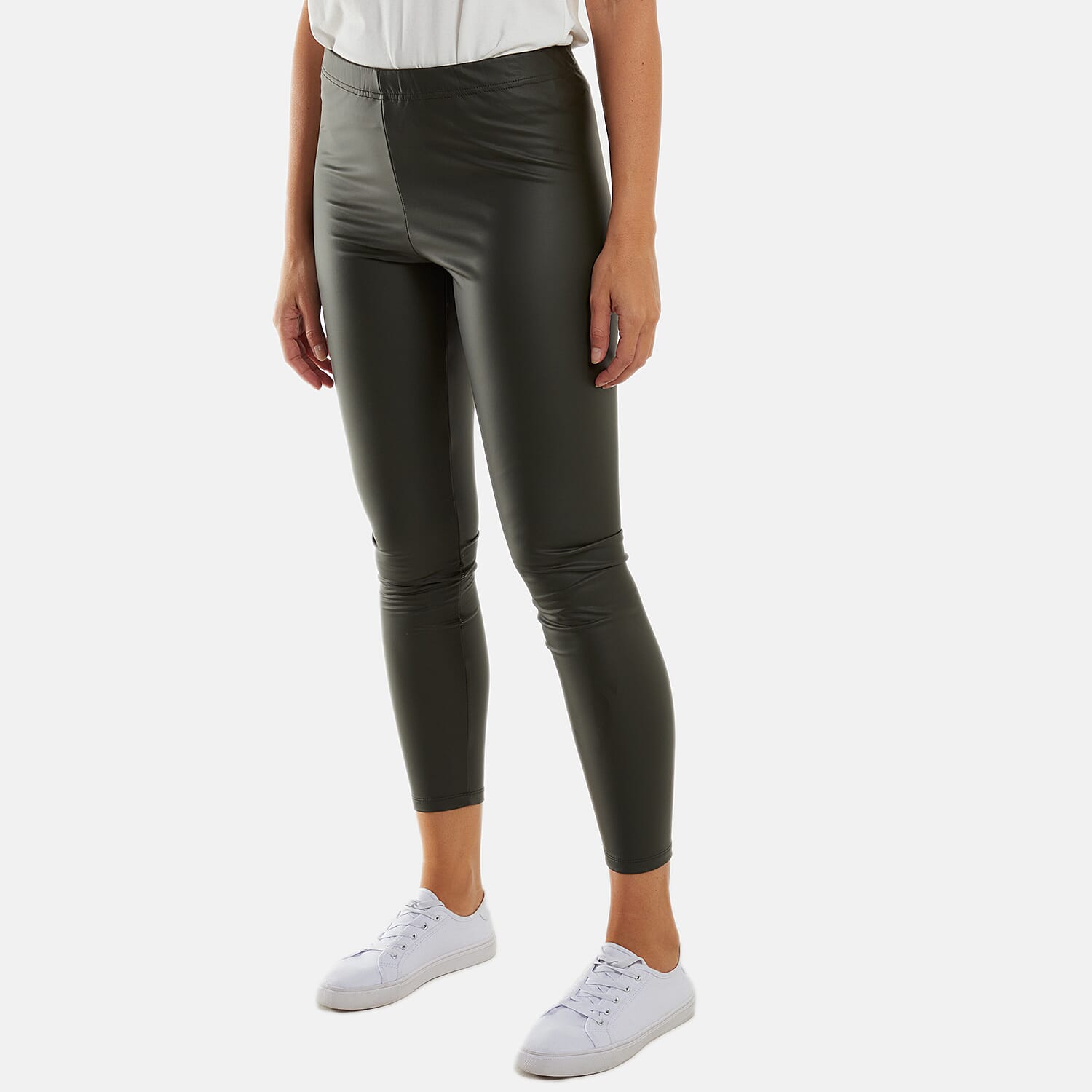 Leather Look Elasticated Waistband Leggings
