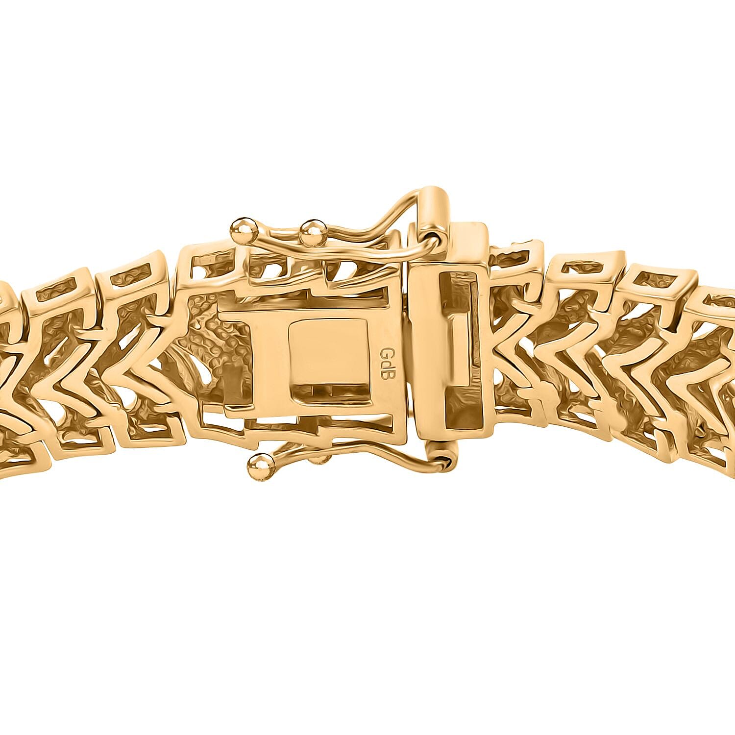 White Diamond Bracelet (Size - 7.5) with Lock Box in Yellow Gold Flash & Silver Plating