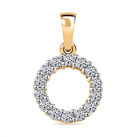 Luxuriant Diamond 0.5 Ct. Lab Grown Diamond Circle Pendant in 18K Yellow Gold Vermeil Sterling Silver