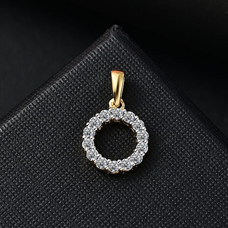 Luxuriant Diamond Lab Grown Diamond (SI-GH) Circle Pendant in 18K Vermeil Yellow Gold Plated Sterling Silver 0.50 Ct.