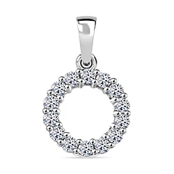 LUXURIANT Lab Grown Diamond (SI/GH) Circle Pendant in Rhodium Overlay Sterling Silver 0.50 Ct.