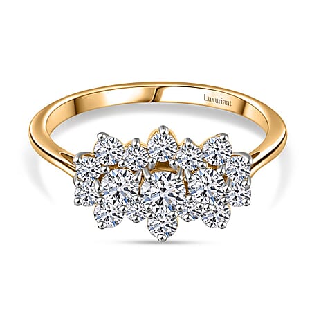 Luxuriant Diamond 9K Yellow Gold SGL Certified Lab Grown Diamond (VS-G-H) Boat Ring 1.00 Ct.