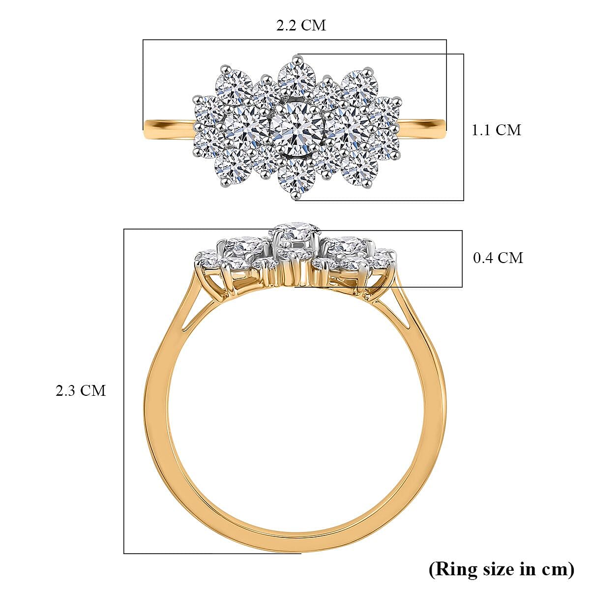 Luxuriant Diamond 9K Yellow Gold SGL Certified Lab Grown Diamond (VS-G-H) Boat Ring 1.00 Ct.