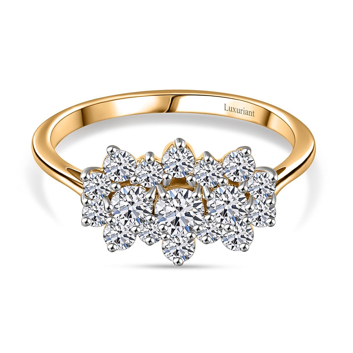 LUXURIANT 9K Yellow Gold SGL Certified Lab Grown Diamond (VS-G/H) Boat Ring 1 Ct.