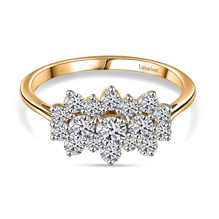 LUXURIANT 9K Yellow Gold SGL Certified Lab Grown Diamond (VS-G/H) Boat Ring 1 Ct.