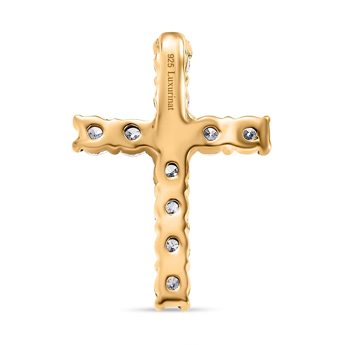 Luxuriant Diamond Lab Grown Diamond (SI-GH) Cross Pendant in 18K Vermeil Yellow Gold Plated Sterling Silver 0.50 Ct. Luxuriant Diamond Lab Grown Diamond (SI-GH) Cross Pendant in 18K Vermeil Yellow Gold Plated Sterling Silver 0.50 Ct.