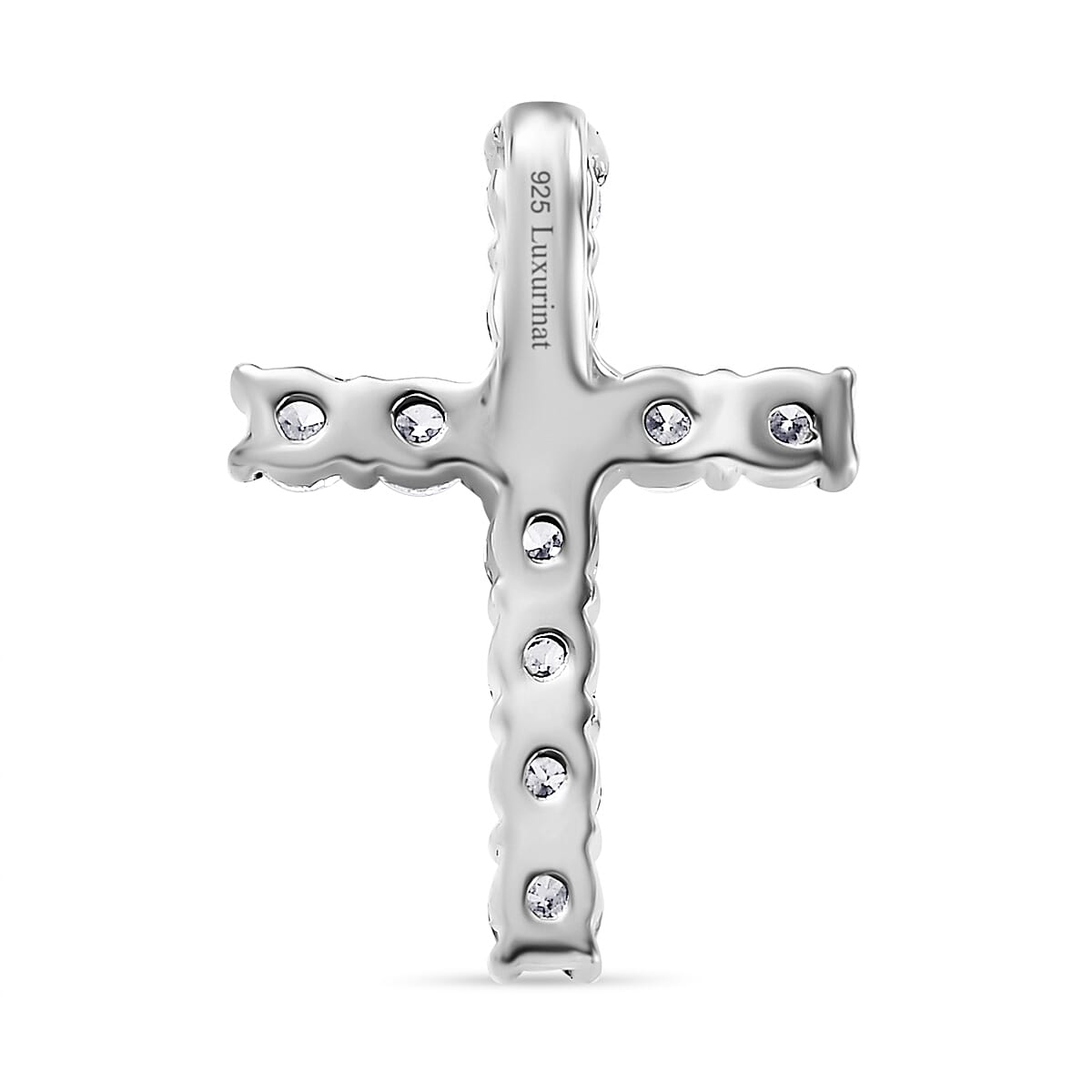Luxuriant Diamond Lab Grown Diamond (SI-GH) Cross Pendant in Rhodium Overlay Sterling Silver 0.50 Ct.