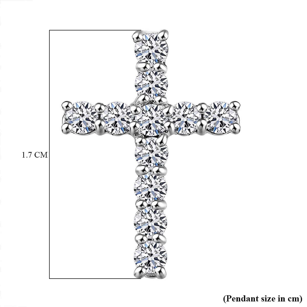 Luxuriant Diamond Lab Grown Diamond (SI-GH) Cross Pendant in Rhodium Overlay Sterling Silver 0.50 Ct.