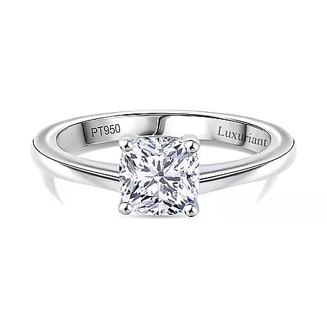 Luxuriant Diamond  950 Platinum SGL Certified VS-GH Lab Grown Diamond Cushion Ring 1.02 Cts