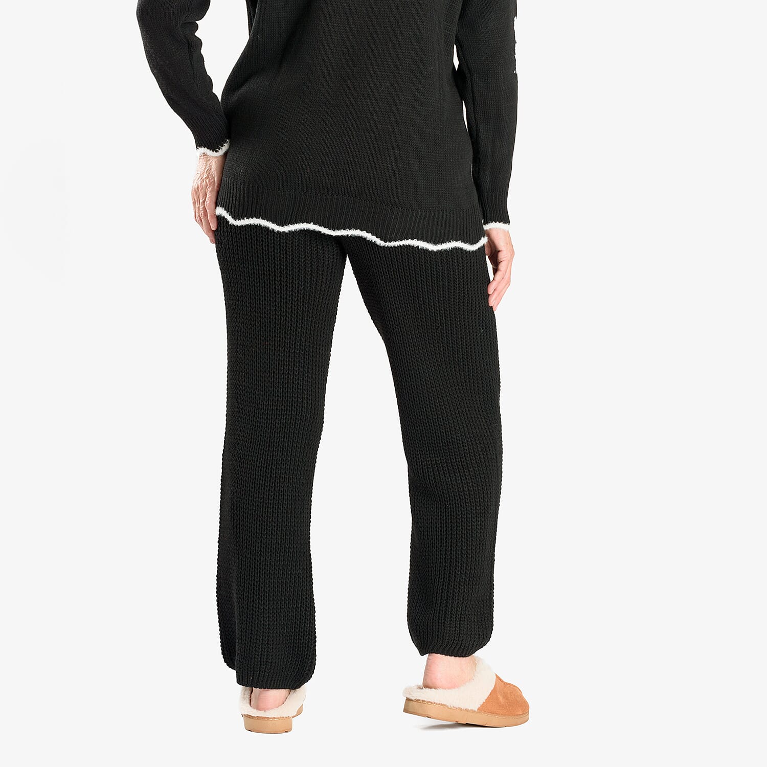 Straight Fit Knitted Trouser (Size 10 to 20) - Black