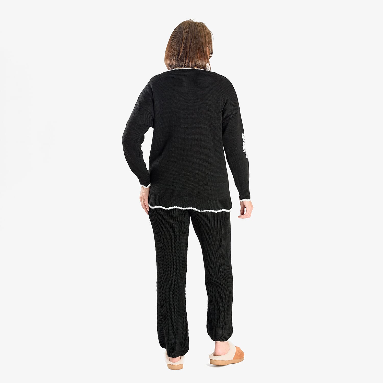 Straight Fit Knitted Trouser (Size 10 to 20) - Black