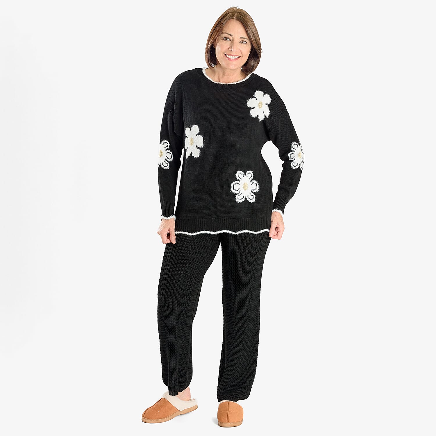 Straight Fit Knitted Trouser (Size 10 to 20) - Black