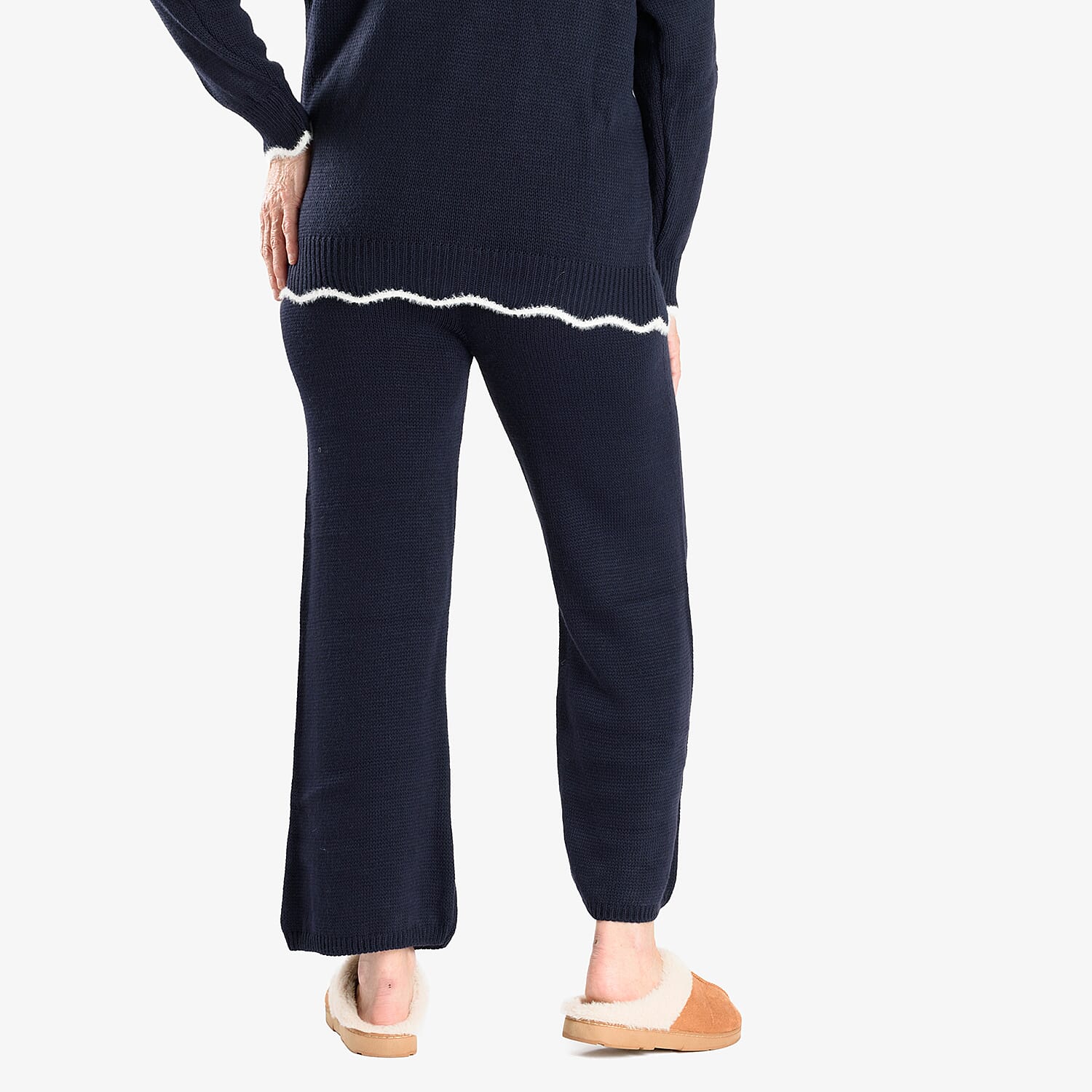 Straight Fit Knitted Trouser (Size 10 to 20) - Navy