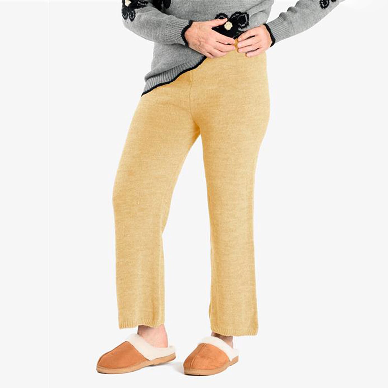 Straight Fit Knitted Trouser (Size 10 to 20) - Camel