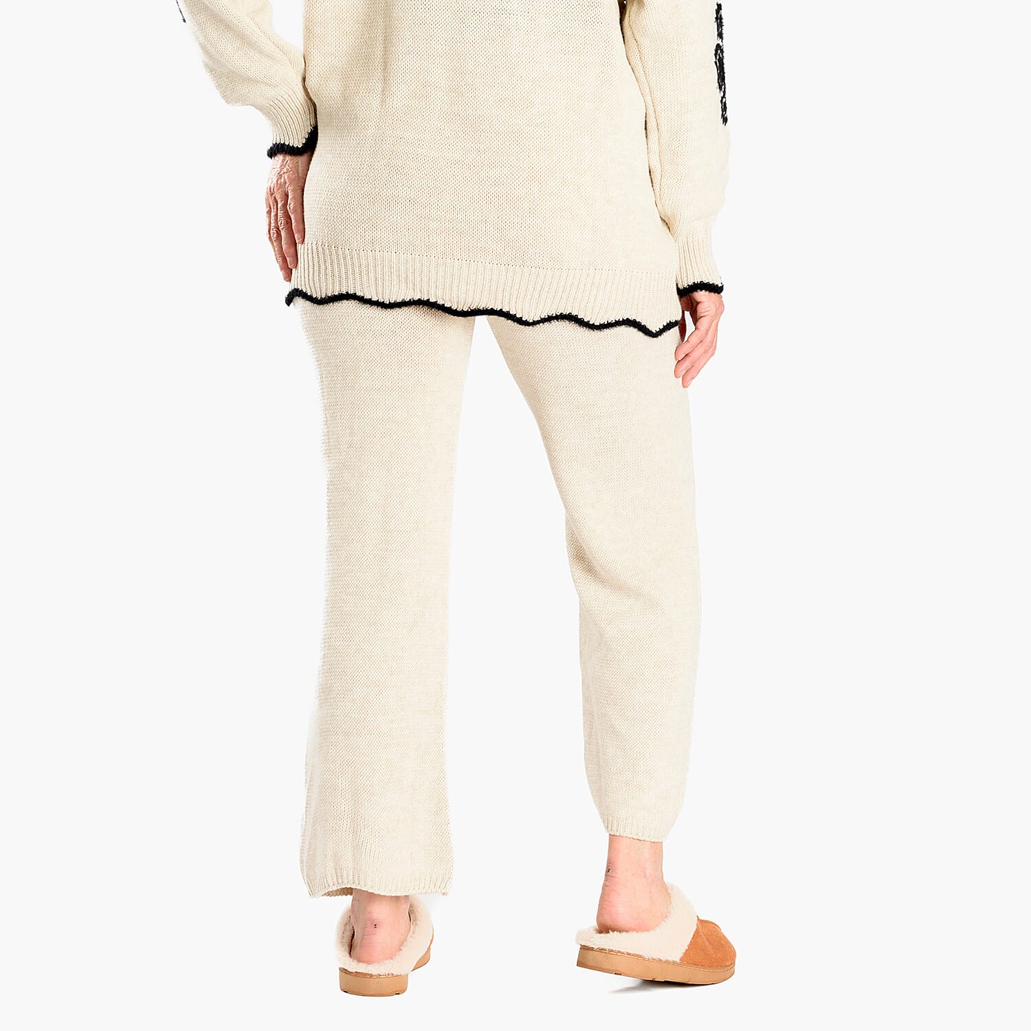 Straight Fit Knitted Trouser (Size 10 to 20) - Stone