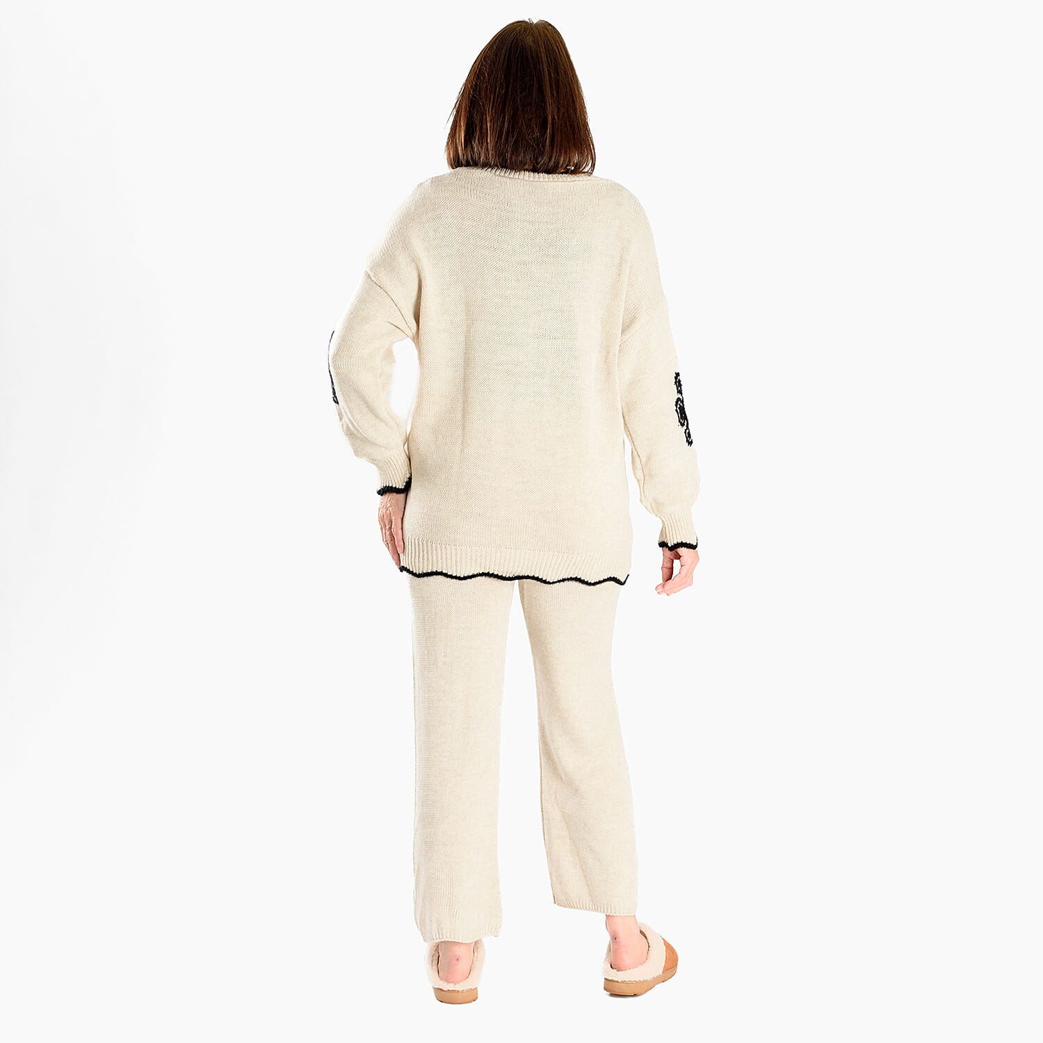 Straight Fit Knitted Trouser (Size 10 to 20) - Stone