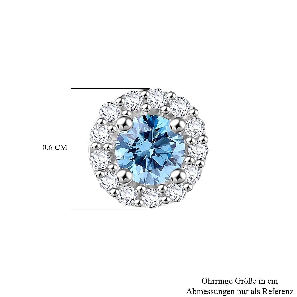 Luxuriant Diamond Lab Grown Blue Diamond (VS-SI) & Lab Grown Diamond (SI-G-H) Push Back Earring in Platinum Overlay Sterling Silver 1.30 Ct.